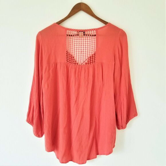 One World Tops Tunic ¾ Sleeve, color Fuchsia - Size: M - Picture 2 of 4